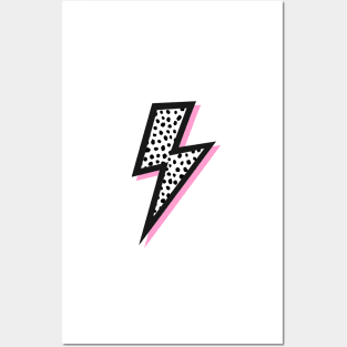 Dalmatian Spots, Black and Pink, Lightning Bolts Posters and Art